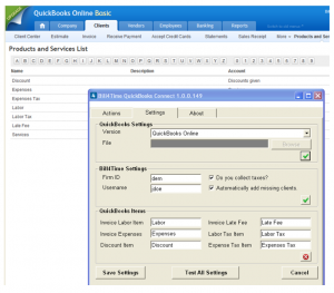 Screenshot of Bill4Time's QuickBooks Connect App