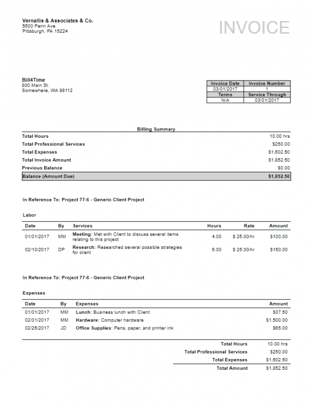 6 Free Invoice Templates For Law Firms Bill4time Blog