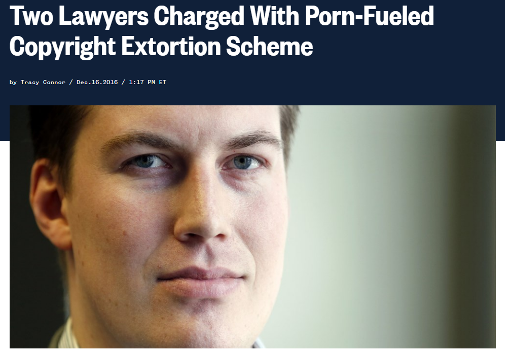 Transformative example: Two Lawyers Charged With Porn Fueled Copyright Extortion Scheme