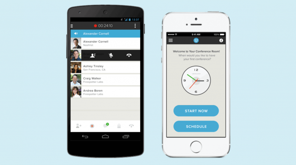 UberConference Mobile Schedule Screen