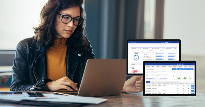 Person using laptop with Bill4Time legal billing features