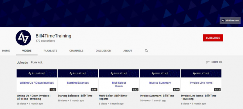 Bill4Time YouTube Training Videos