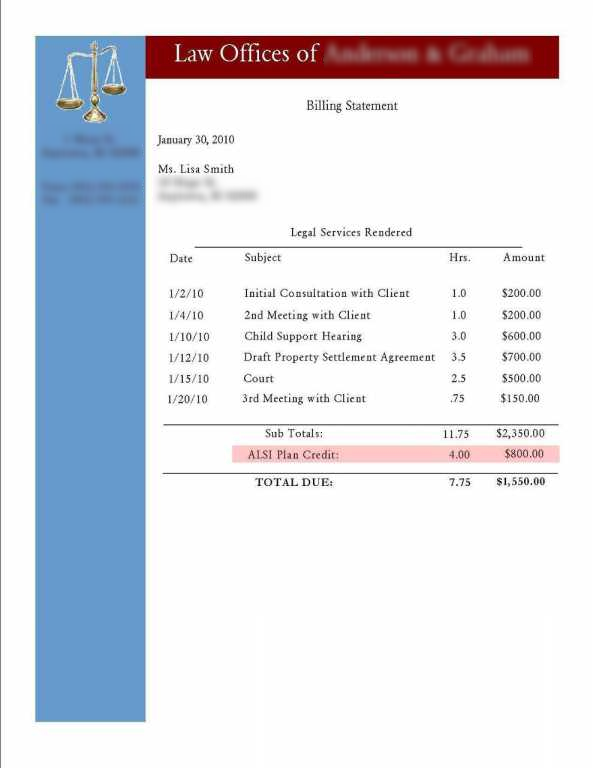 legal invoice templates