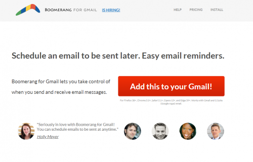 Boomerang for Gmail Homepage