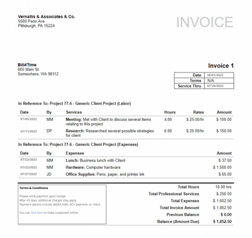 classic law firm invoice templates