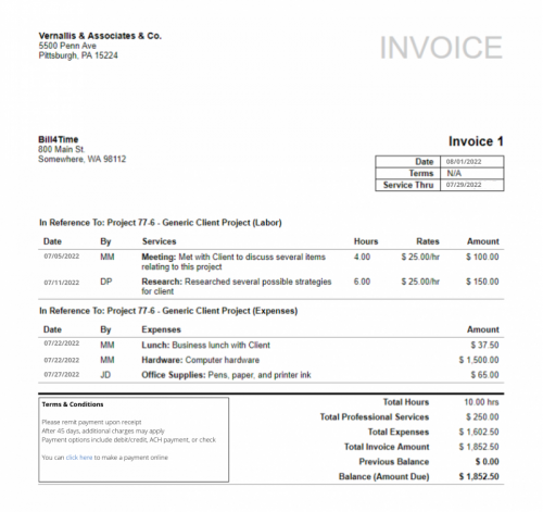 Law Firm Invoice Templates with Examples Bill4Time Blog
