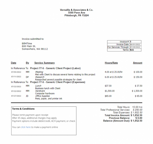 classic activity law firm invoice templates