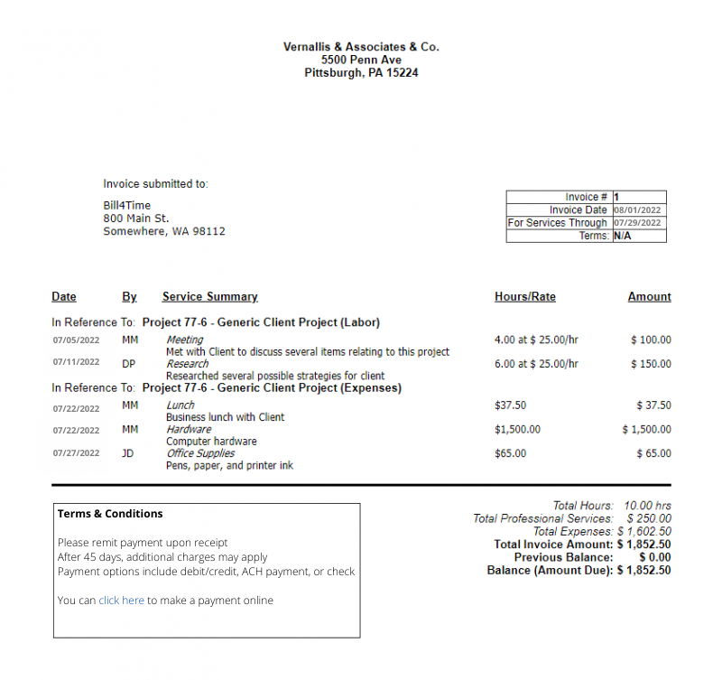 Law Firm Invoice Templates (with Examples) Bill4Time Blog