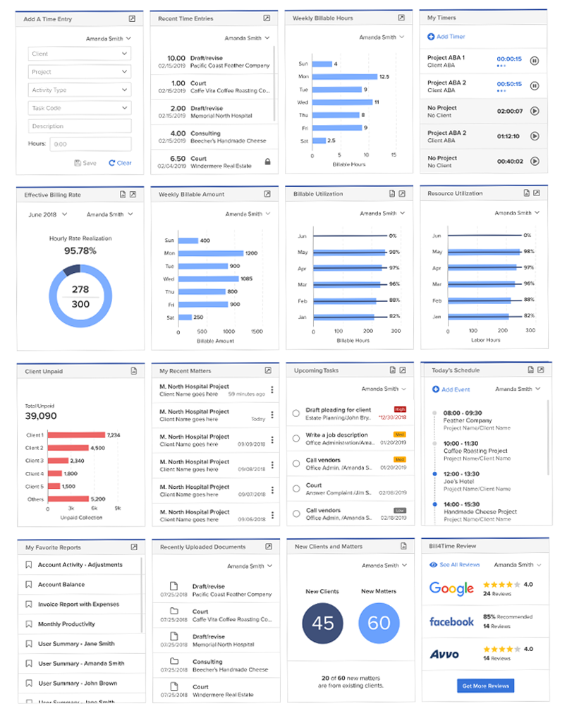 New Bill4Time Law Firm Metrics KPI Dashboard Screenshot