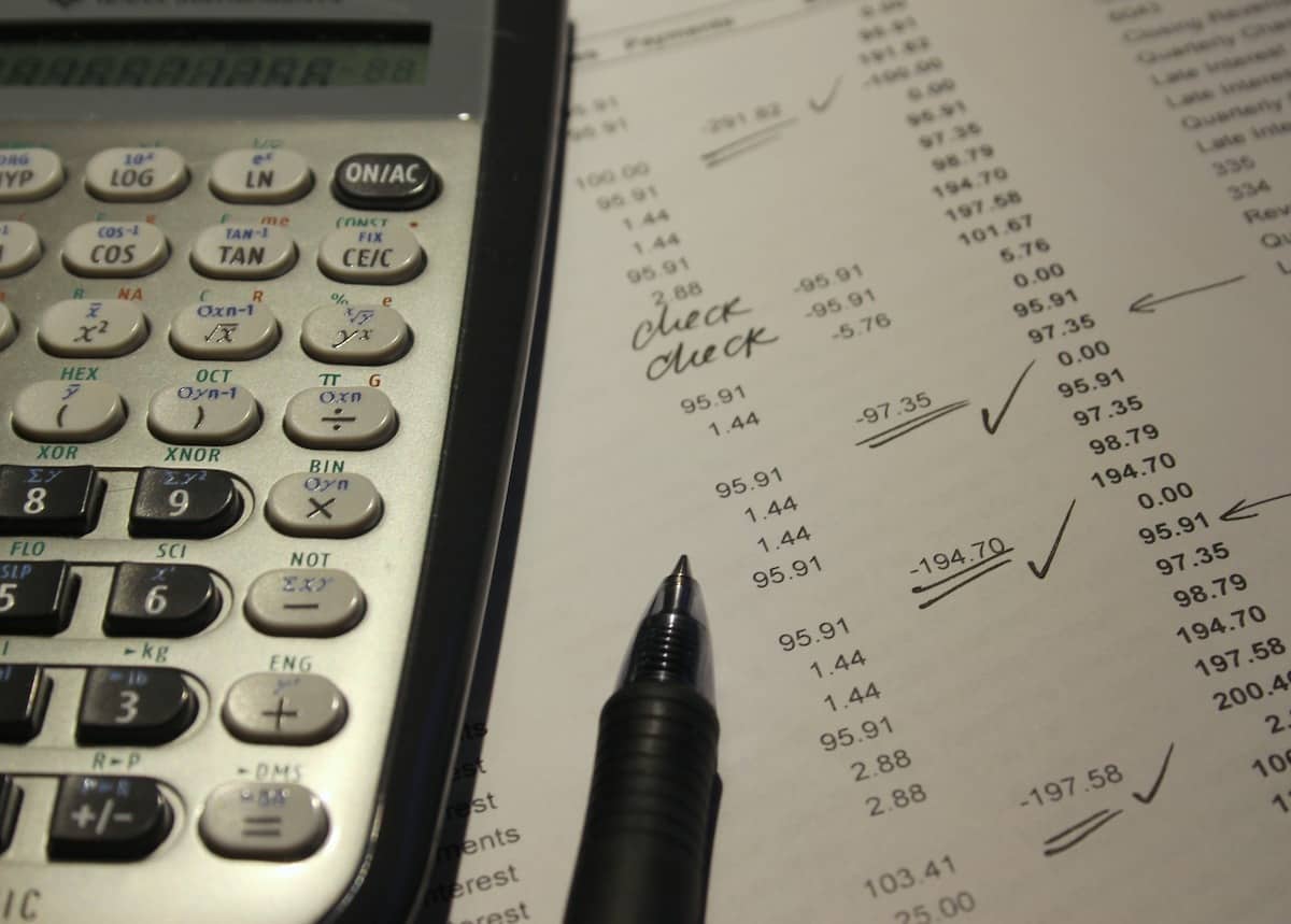 online payments - accounting ledger with calculator