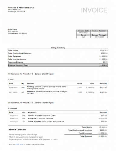 Law Firm Invoice Templates with Examples Bill4Time Blog