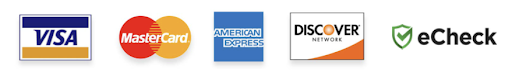 eCheck, American Express, Discover, MasterCard, Visa