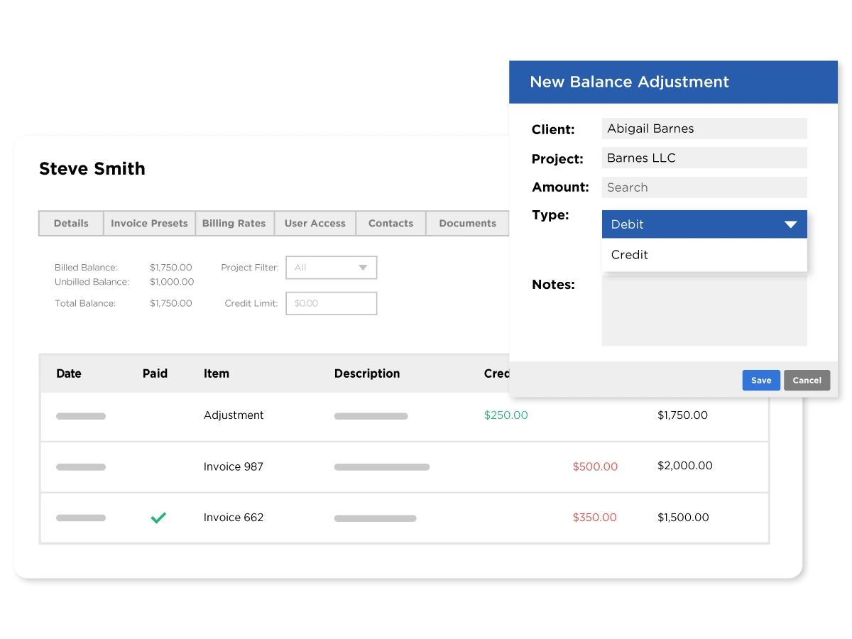 Adding a credit and debit to an accounting sheet