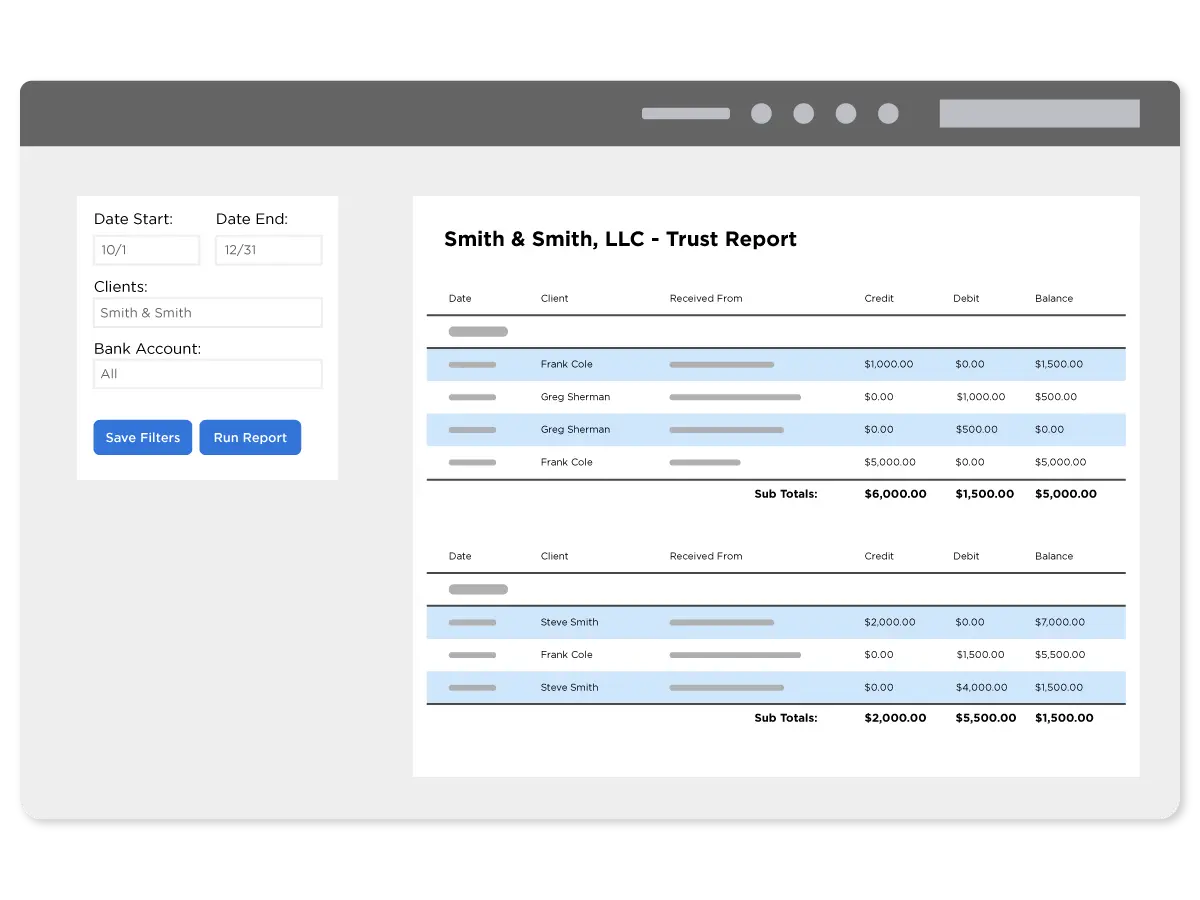 Reconciling trust accounts side by side