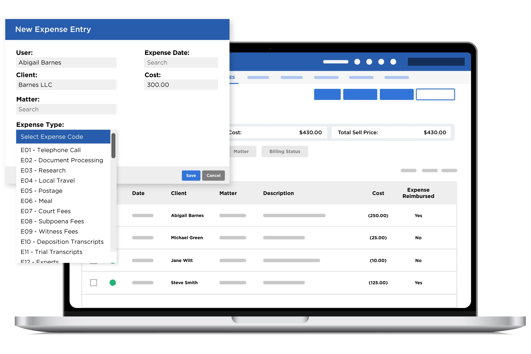 Adding expense entries in Bill4Time