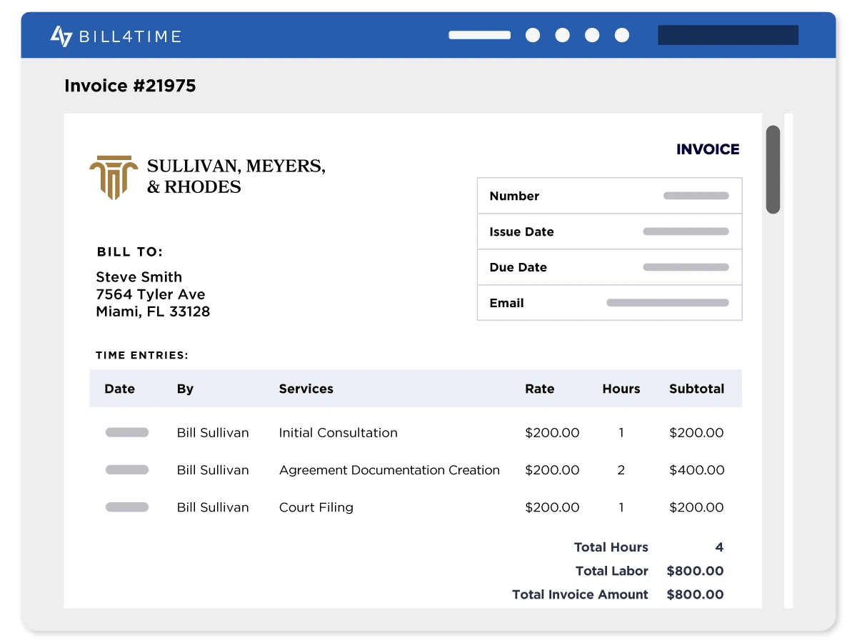 Bill4Time Project Management - Invoice