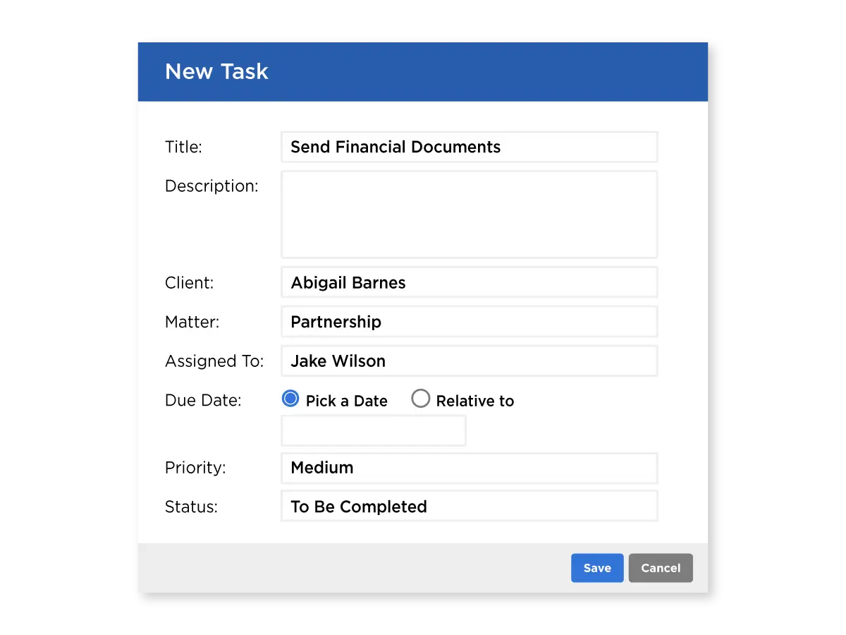 Creating and assigning a new project task