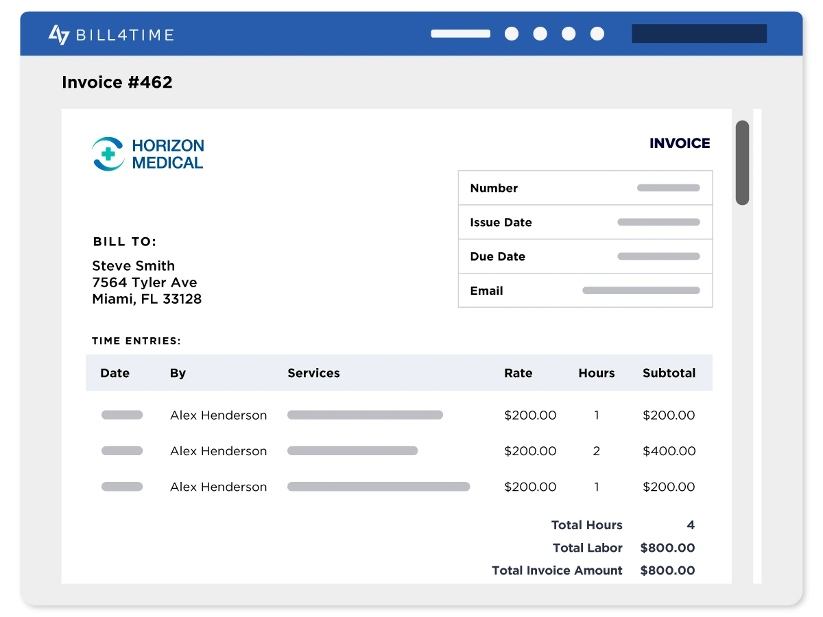 Branded medical invoice
