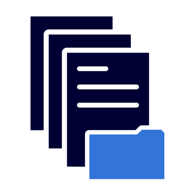 A stack of files coming out of a folder