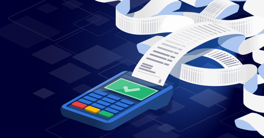 An illustration of a register printing receipts