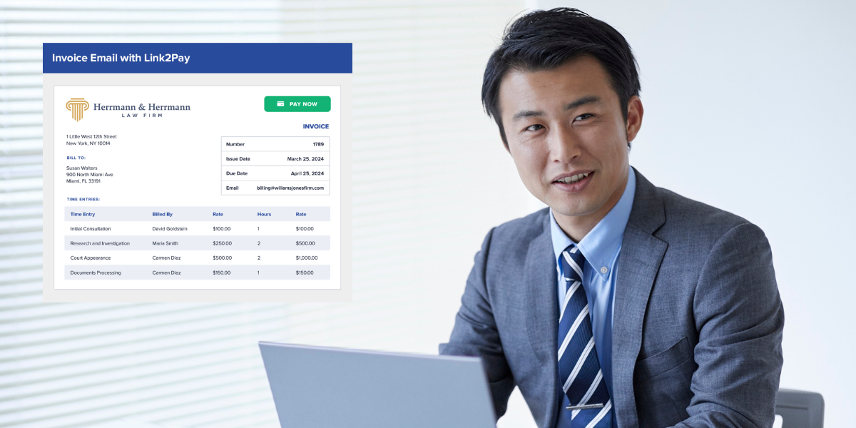 An attorney looking at an invoice using Bill4Time on his computer