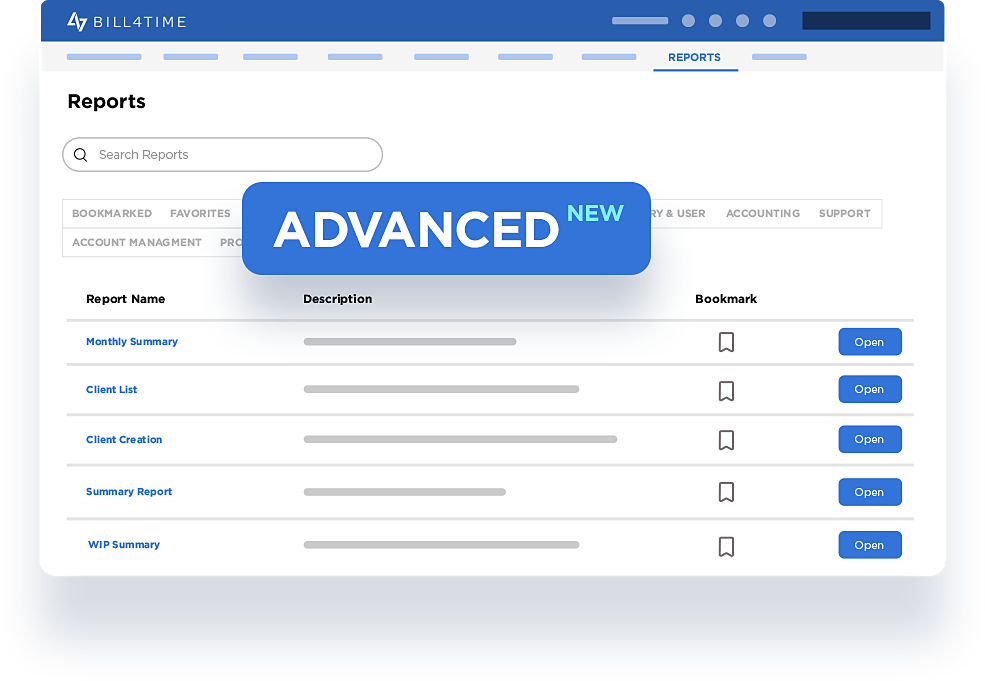 Graphic of the Advanced Report library in Bill4Time