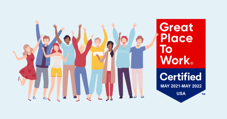 Illustration of a happy group of employees.