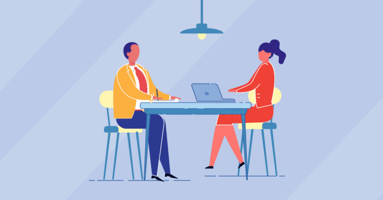 Illustration of two lawyers at a consultation.