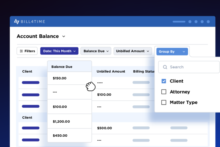 Graphic of moving columns and selecting filters in a Bill4Time report